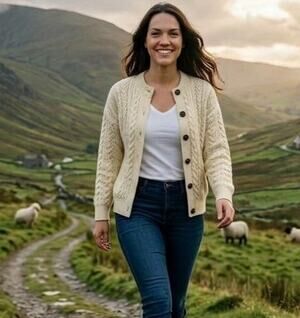 Shannon Woolen Mills Aran Cable Knit Sweater 100% Merino Wool Made in Ireland 2X